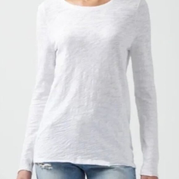 ATM Long Sleeve Destroyed Wash Crew in White Slub Jersey Knit Peru Medium - Picture 1 of 6